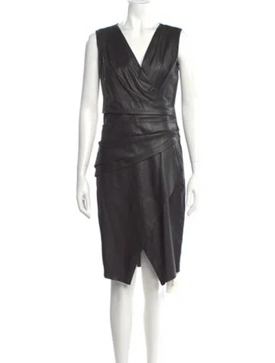 Pre-owned J Mendel Leather Knee-length Dress In Black