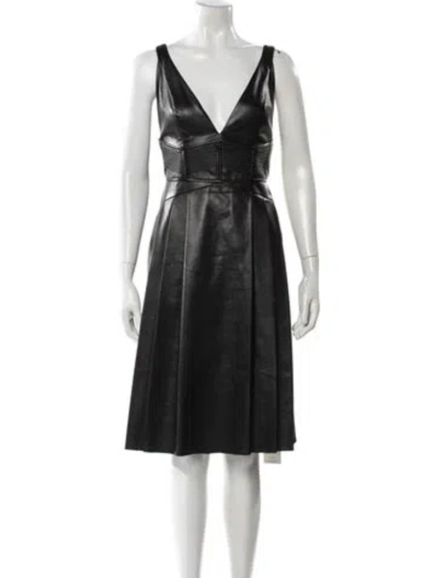 Pre-owned J Mendel Leather Knee-length Dress In Black