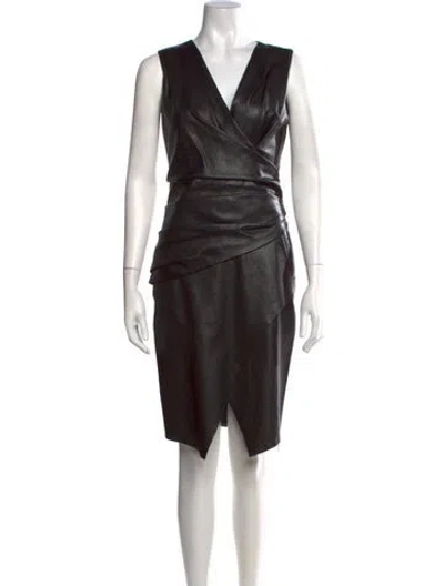 Pre-owned J Mendel Leather Knee-length Dress In Black