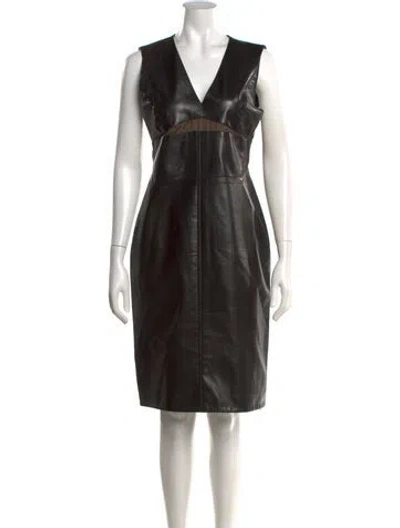 Pre-owned J Mendel Leather Knee-length Dress In Black
