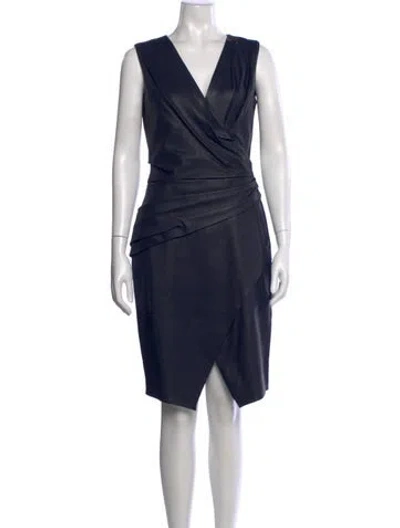 Pre-owned J Mendel Leather Knee-length Dress In Blue