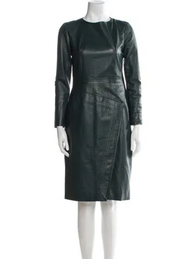 Pre-owned J Mendel Leather Knee-length Dress In Green