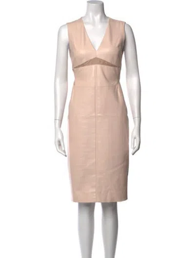 Pre-owned J Mendel Leather Knee-length Dress In Pink