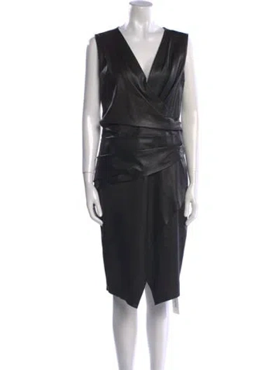 Pre-owned J Mendel Leather Midi Length Dress In Black