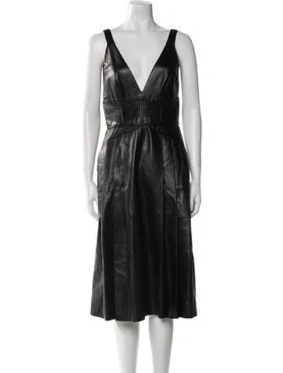 Pre-owned J Mendel Leather Midi Length Dress In Black