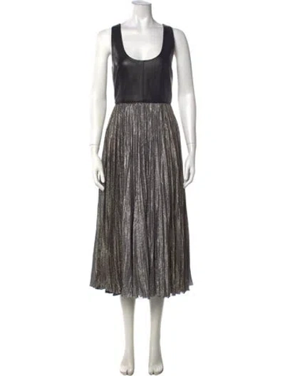 Pre-owned J Mendel Leather Midi Length Dress In Black/blue