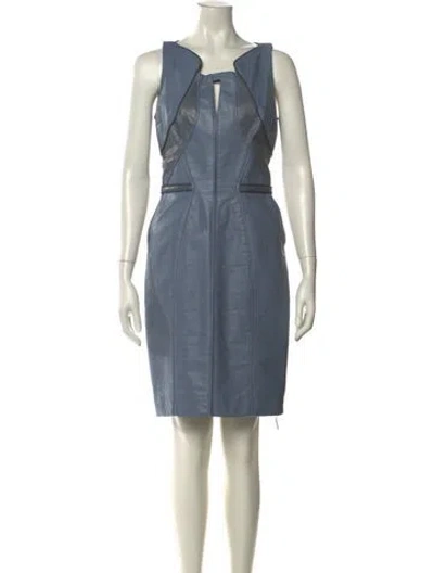 Pre-owned J Mendel Leather Mini Dress In Blue