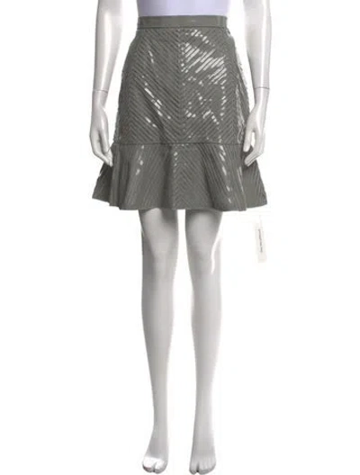 Pre-owned J Mendel Leather Mini Skirt In Grey