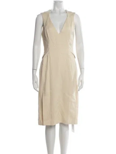 Pre-owned J Mendel Merino Wool Knee-length Dress In Neutrals