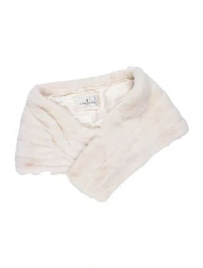 Pre-owned J Mendel Mink Scarf In White