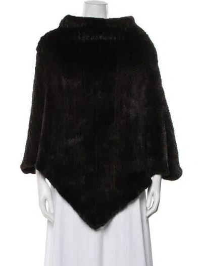Pre-owned J Mendel Mink Shawl In Brown