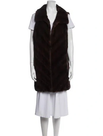 Pre-owned J Mendel Mink Vest In Brown
