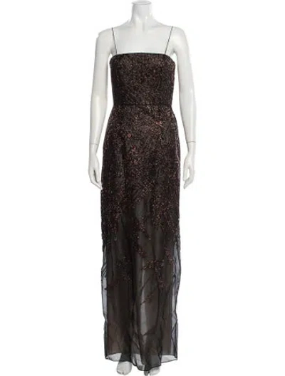 Pre-owned J Mendel Nylon Long Dress In Brown