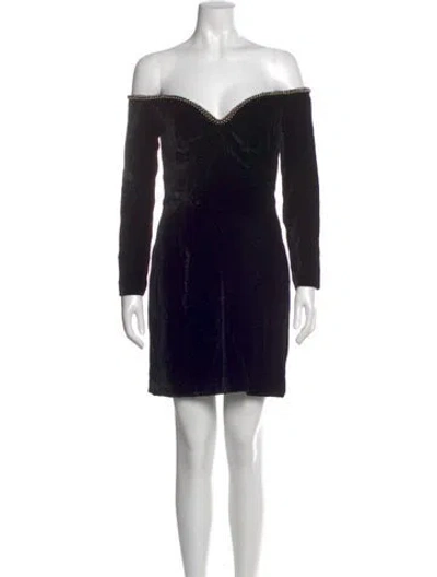 Pre-owned J Mendel Off-the-shoulder Mini Dress In Black