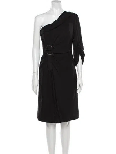 Pre-owned J Mendel One-shoulder Knee-length Dress In Black