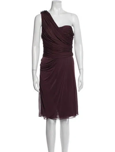 Pre-owned J Mendel One-shoulder Knee-length Dress In Burgundy