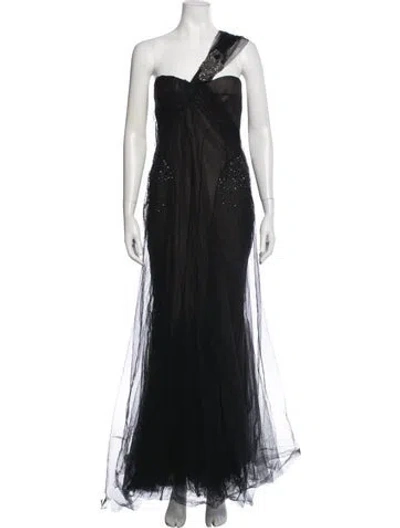 Pre-owned J Mendel One-shoulder Long Dress In Black