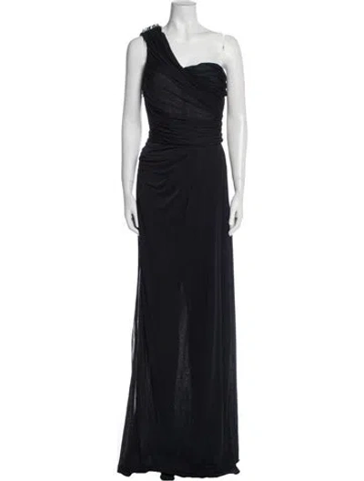 Pre-owned J Mendel One-shoulder Long Dress In Blue