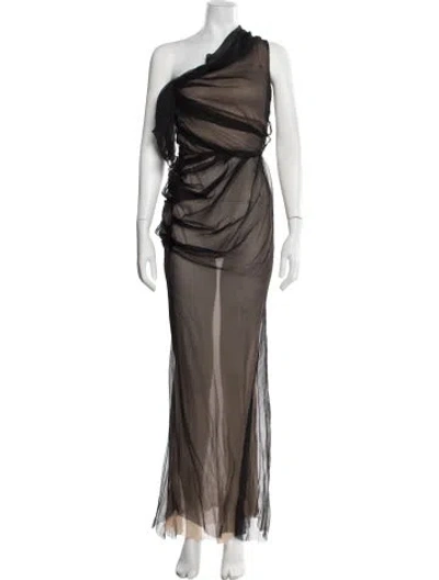 Pre-owned J Mendel One-shoulder Long Dress In Brown