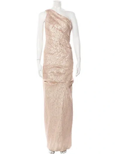 Pre-owned J Mendel One-shoulder Long Dress In Pink
