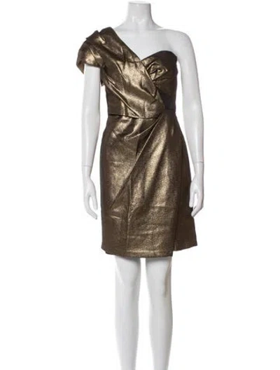 Pre-owned J Mendel One-shoulder Mini Dress W/ Tags In Gold