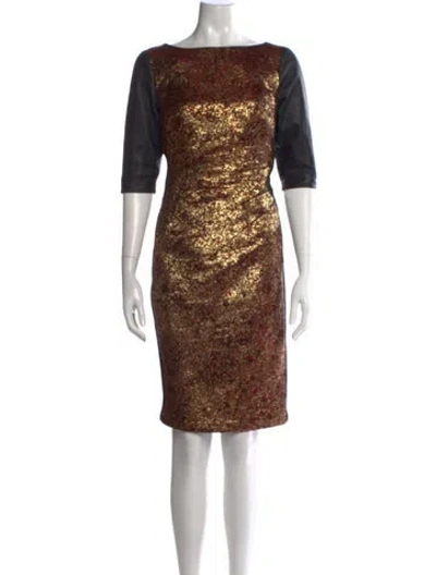 Pre-owned J Mendel Patterned Knee-length Dress In Black
