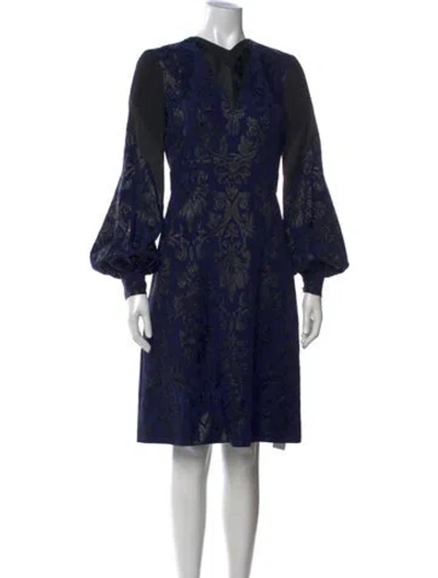 Pre-owned J Mendel Patterned Knee-length Dress In Blue