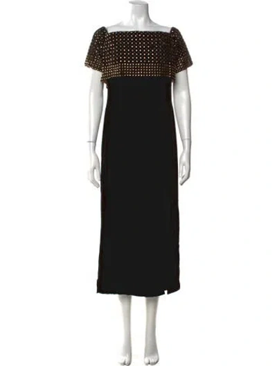 Pre-owned J Mendel Patterned Long Dress In Black
