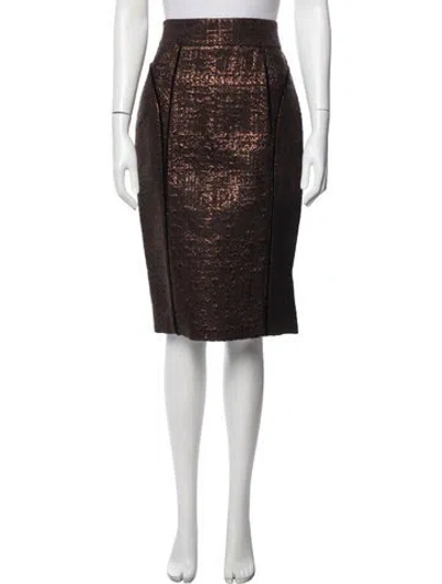 Pre-owned J Mendel Patterned Midi Length Skirt In Brown