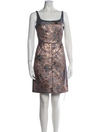 Pre-owned J Mendel Patterned Mini Dress In Grey