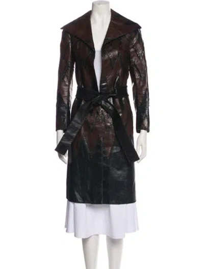 Pre-owned J Mendel Patterned Trench Coat In Black