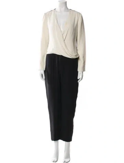 Pre-owned J Mendel Plunge Neckline Jumpsuit In Black