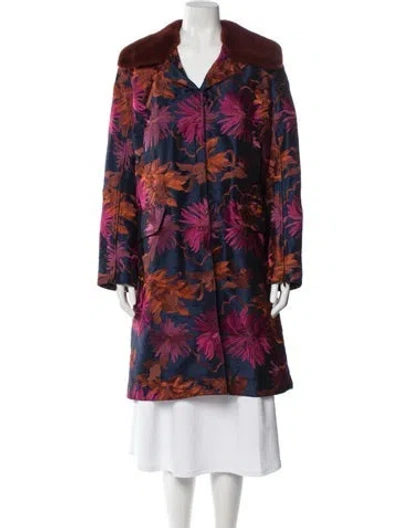 Pre-owned J Mendel Printed Fur Coat In Blue