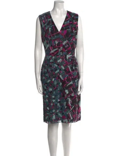 Pre-owned J Mendel Printed Knee-length Dress In Black