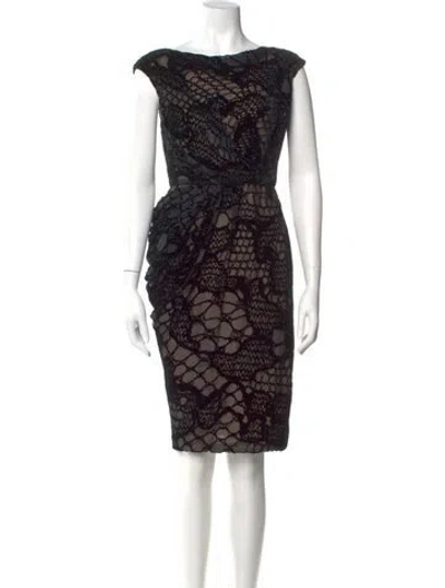 Pre-owned J Mendel Printed Knee-length Dress In Black