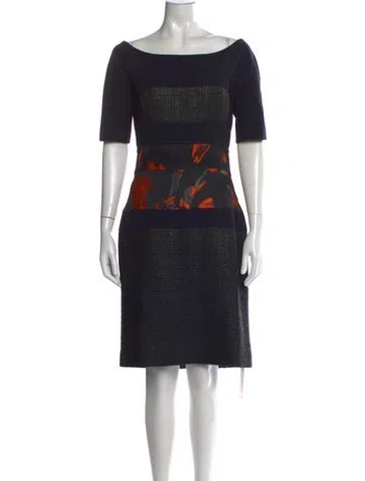 Pre-owned J Mendel Printed Knee-length Dress In Black