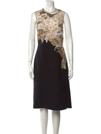 Pre-owned J Mendel Printed Knee-length Dress In Black/brown
