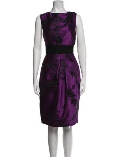 Pre-owned J Mendel Printed Knee-length Dress In Purple