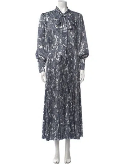 Pre-owned J Mendel Printed Long Dress In Blue