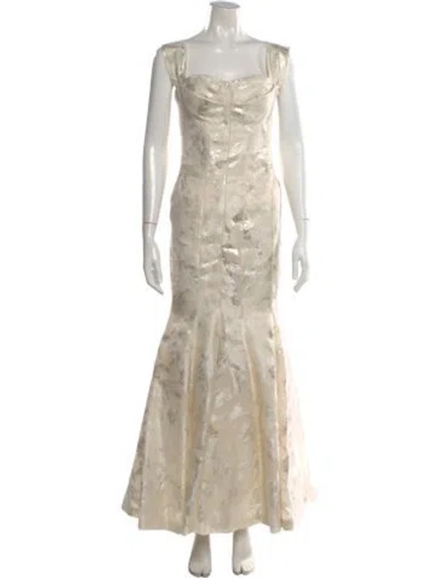 Pre-owned J Mendel Printed Long Dress In Neutral