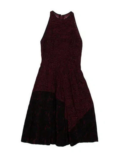 Pre-owned J Mendel Printed Midi Length Dress In Burgundy