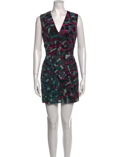Pre-owned J Mendel Printed Mini Dress In Black