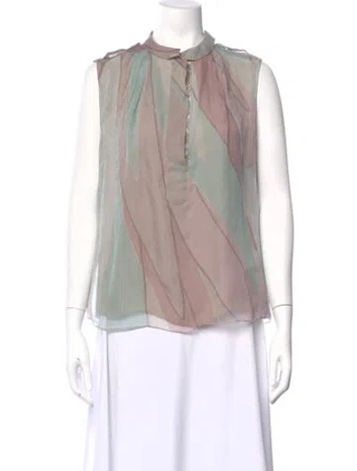Pre-owned J Mendel Printed Sleeveless Blouse In Pink