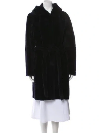 Pre-owned J Mendel Reverable Shearling Faux Fur Coat In Black