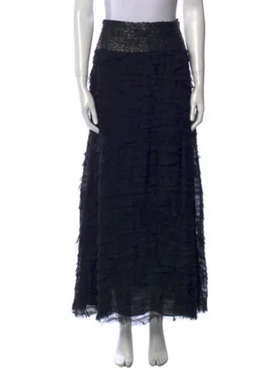 Pre-owned J Mendel Ruffle Embellishment Midi Length Skirt In Black