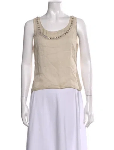 Pre-owned J Mendel Scoop Neck Sleeveless Top In Neutral