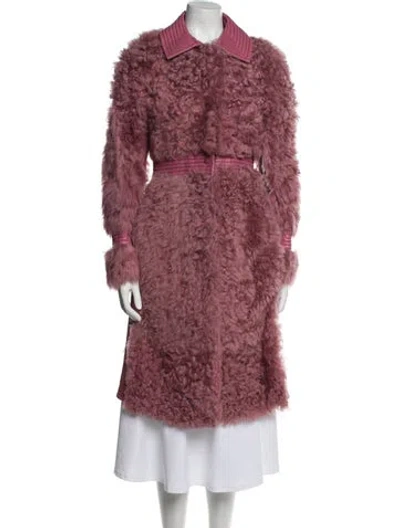 Pre-owned J Mendel Shearling Fur Coat In Pink