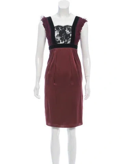 Pre-owned J Mendel Silk Apron Dress In Burgundy
