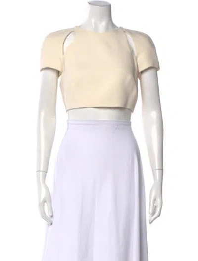 Pre-owned J Mendel Silk Crew Neck Crop Top In Neutral
