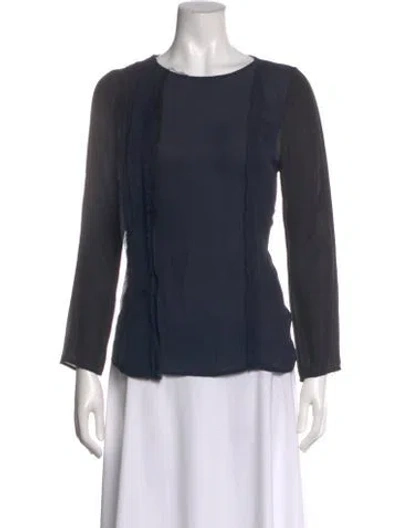 Pre-owned J Mendel Silk Crew Neck Top In Blue